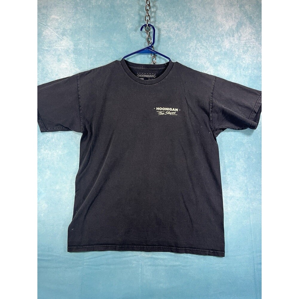Y2K VTG Hoonigan Tire Slayers Men's L Black Cotton Crew Neck Graphic Tee